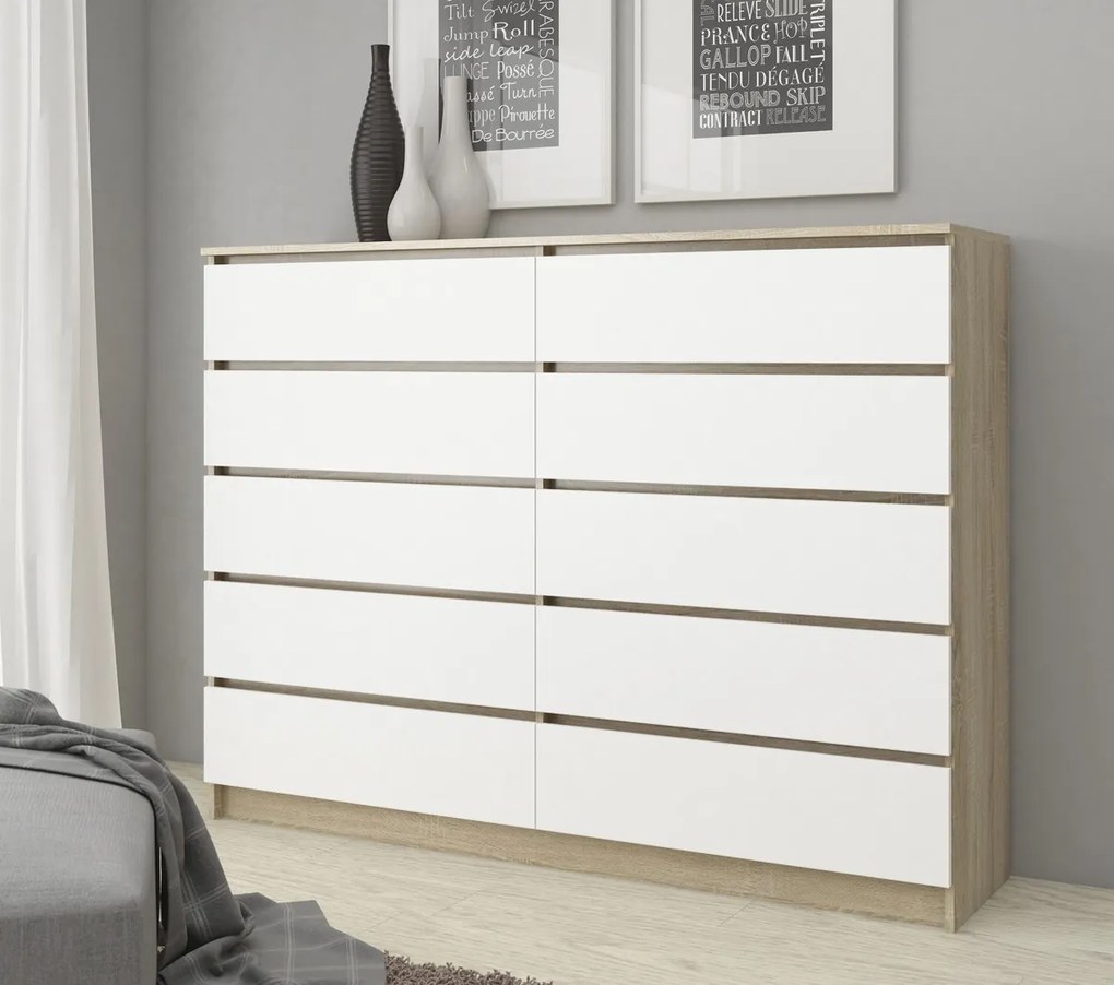 Comodă Kurtinaitis 10SZ (stejar sonoma + alb). 1069017