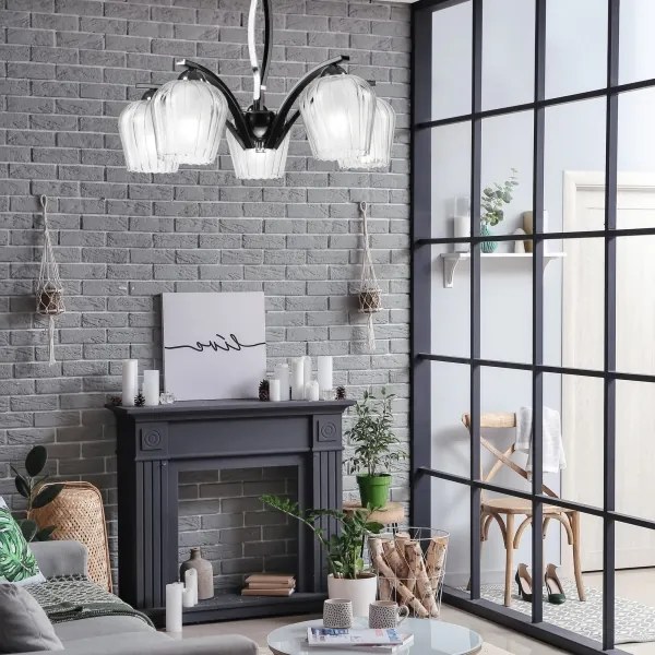 Lustră pe tijă PAULA 5xE27/60W/230V neagră