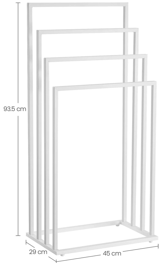 Suport pentru prosoape LINESTRO metalic cu 4 brate 93x45cm, alb