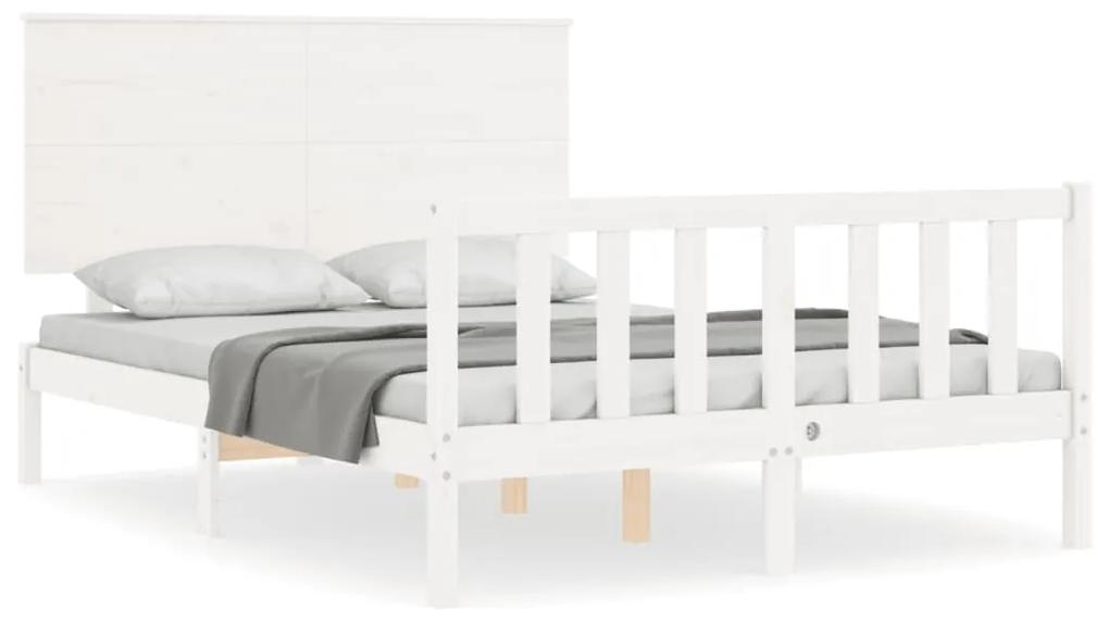 3193372 vidaXL Cadru de pat cu tăblie dublu mic, lemn masiv