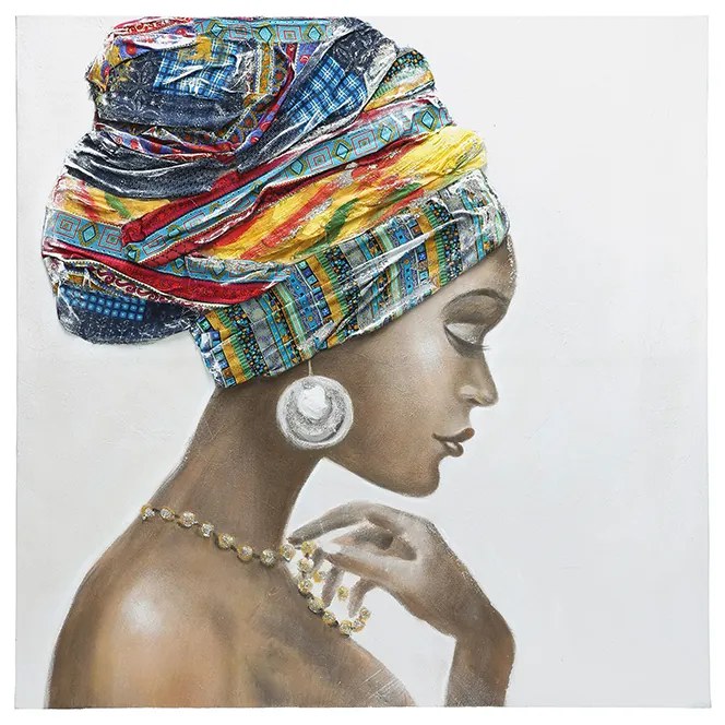 Tablou African Beauty, panza, multicolor,100x100x3 cm