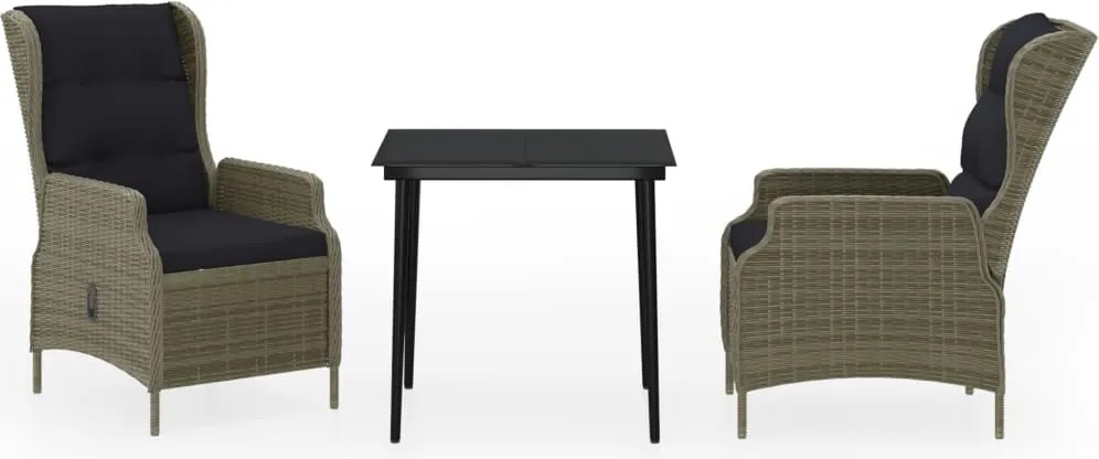 vidaXL Set mobilier de grădină, 3 piese, maro