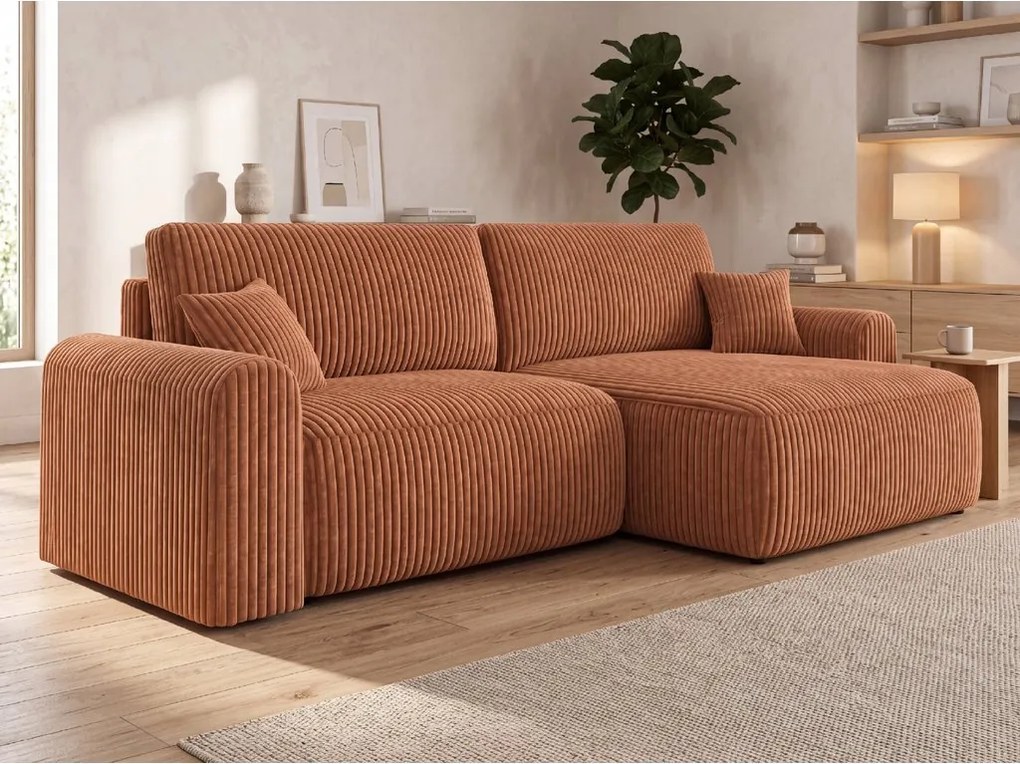 Canapea extensibila reversibila in L NORDEN TILIA 250x140 cm, teracota