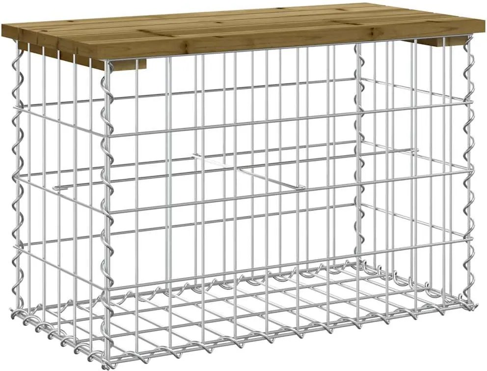 vidaXL Bancă grădină, design gabion, 63x31,5x42 cm, lemn pin impregnat