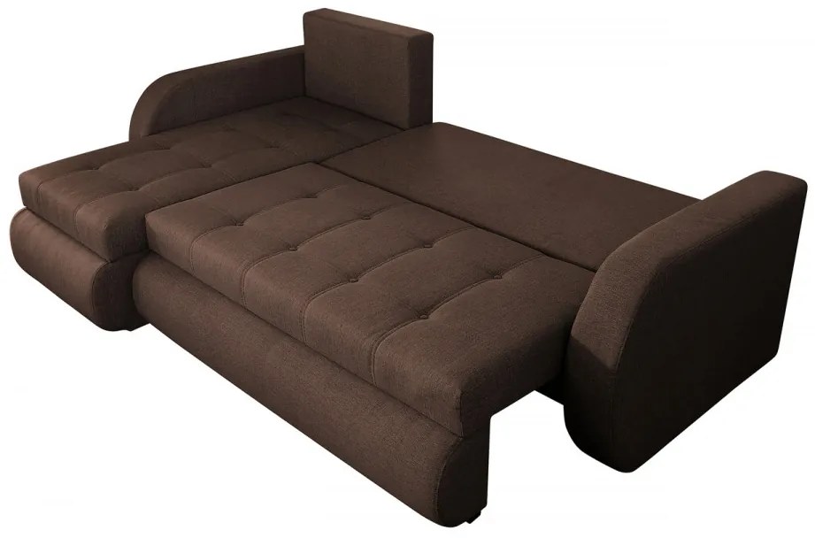 Coltar extensibil reversibil Genoa Lux Chocolate 243x141x81 cm cu lada de depozitare