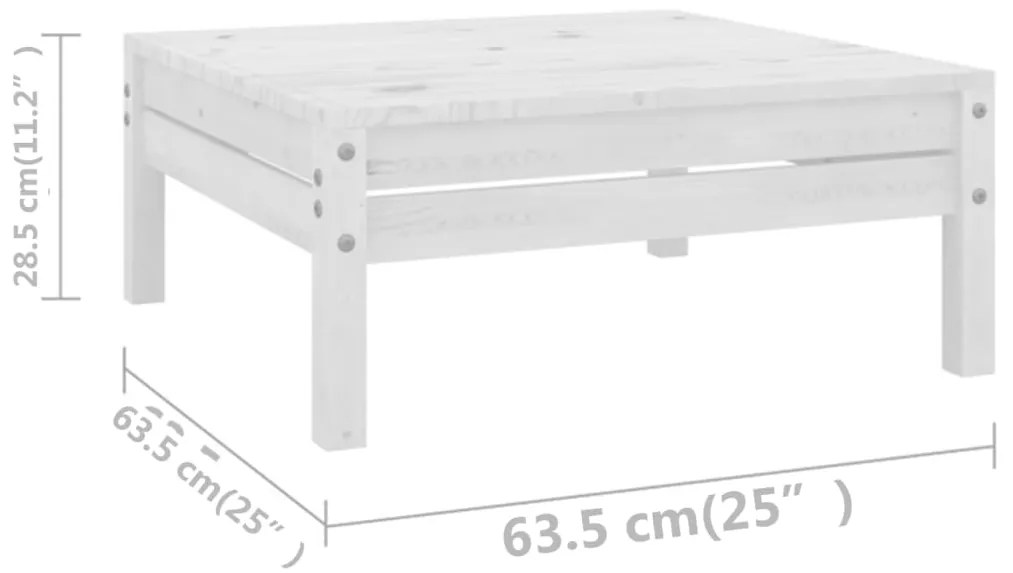 Set mobilier de gradina, 7 piese, alb, lemn masiv de pin Alb, 1