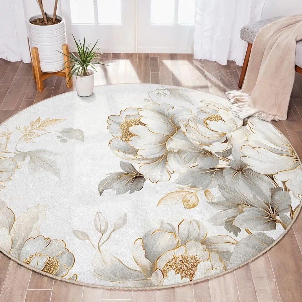 Covor gri deschis/bej lavabil rotund ø 150 cm Soft and Gentle – Mila Home