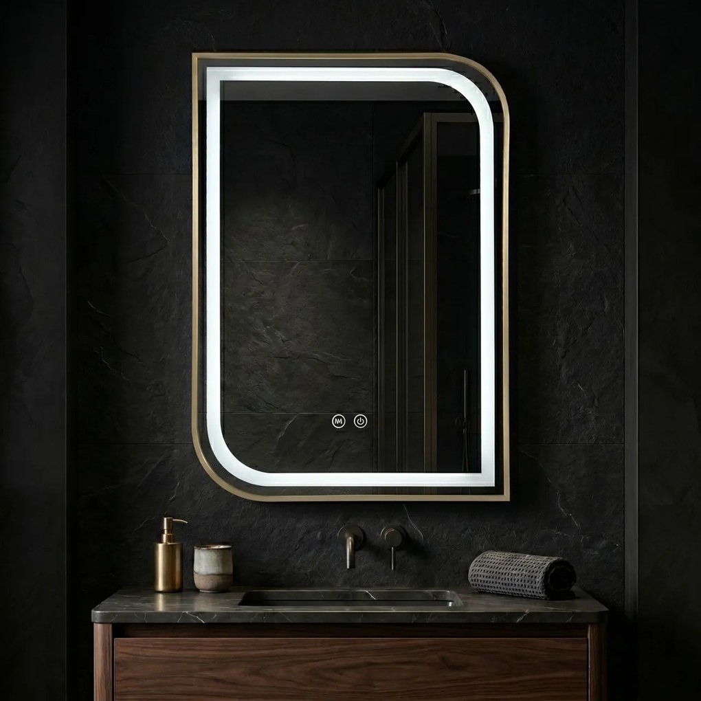 Oglindă LED ZONE 80X60 GOLD BRUSH