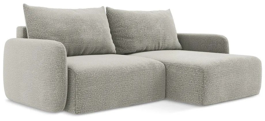 Colțar gri deschis extensibil/cu spațiu de depozitare (cu colț pe partea dreaptă) Kalena – Makamii