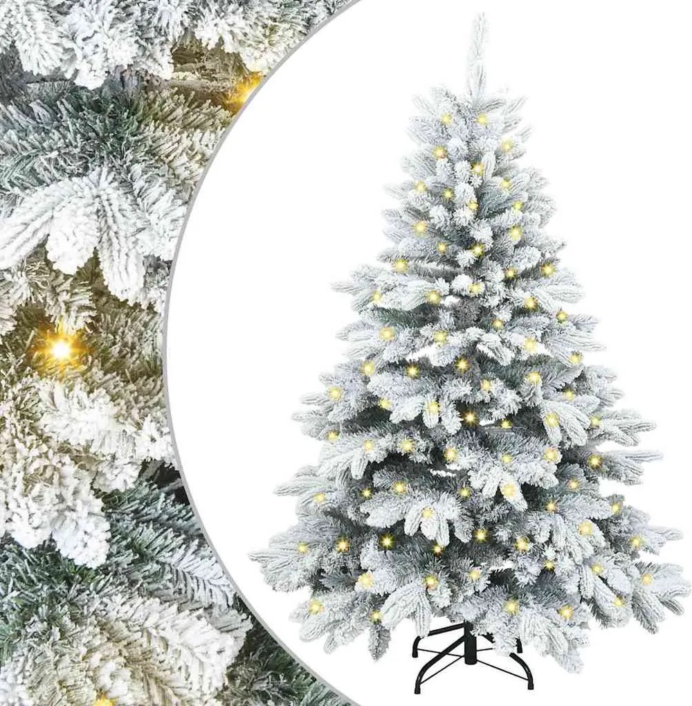 vidaXL Brad de Crăciun artificial cu 150 LED Alb 150 cm PE și PVC