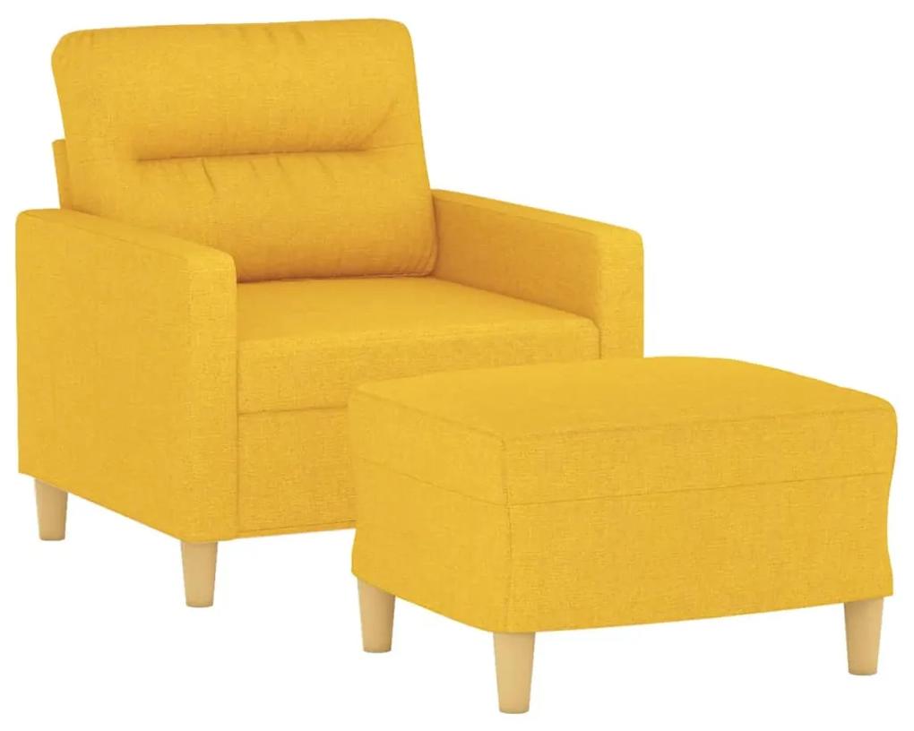 Fotoliu canapea cu taburet, galben deschis, 60 cm, textil Galben deschis, 78 x 77 x 80 cm