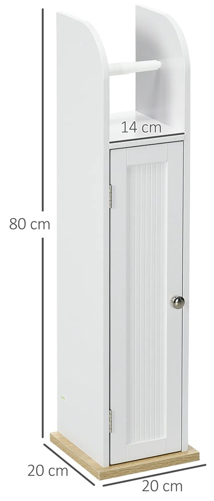 kleankin Mobilier pentru baie suport pentru hartie igienica cu dulap si rafturi reglabile 20 x 20 x 80 cm alb | Aosom Romania