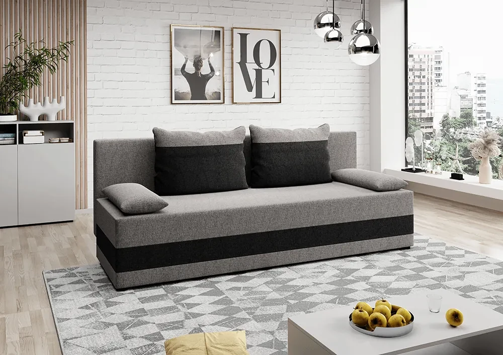 Canapea extensibilă, gri/gri închis, PREMIUM NEW