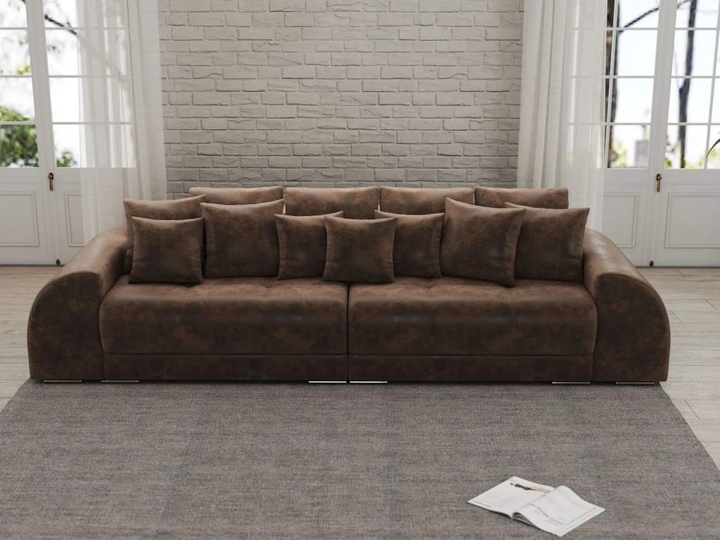 Canapea extensibilă dumonde cu 2 lăzi de depozitare si sezut confortabil din spuma high-density,Verona Madagaskar Brown 310x100 cm