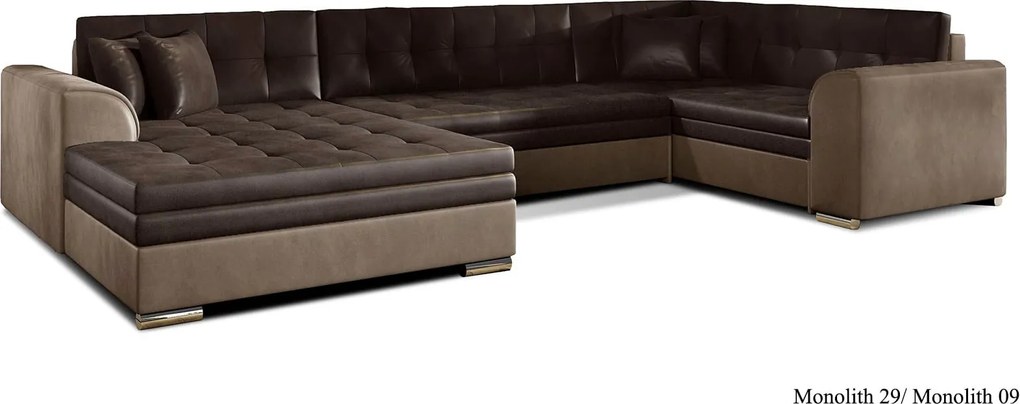 Colțar lemn masiv Formă U Extensibil Damasc 338x189cm Personalizabil - Monolith 97 + Monolith 84, Dreapta