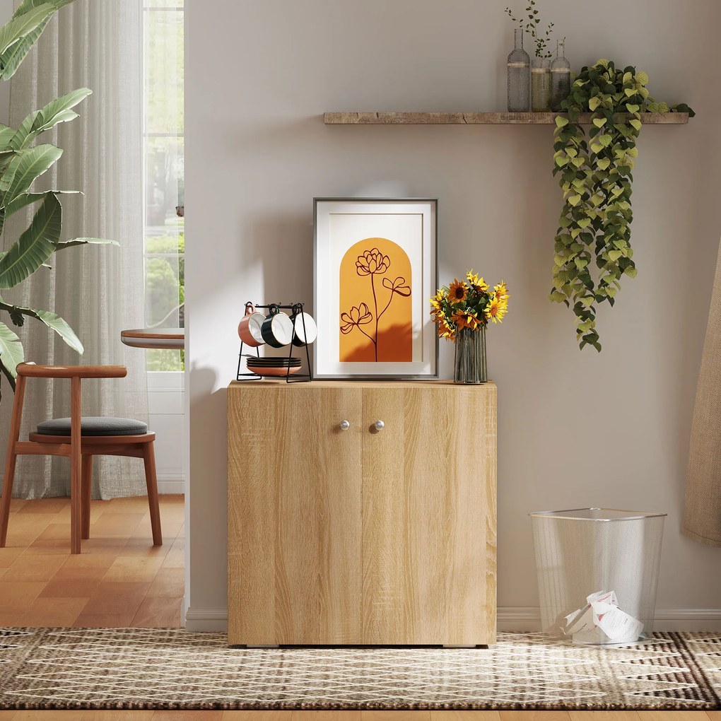 Dulapior Multifunctional cu 2 Usi din Lemn, Manere din Aluminiu, picioare anti-zgariere 70x39x70cm HOMCOM | Aosom Romania