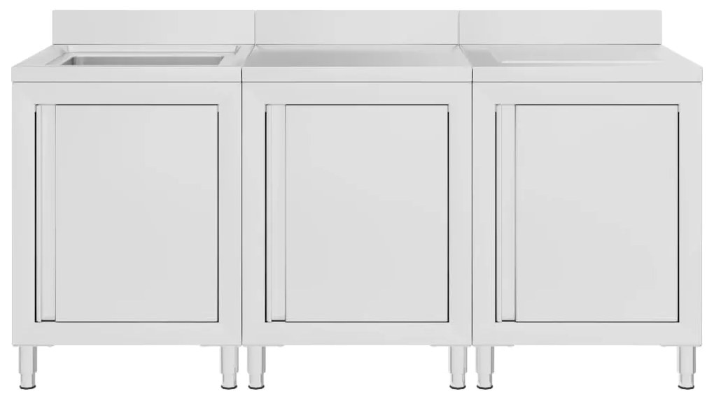 Dulap comercial pentru chiuveta 180x60x96 cm, otel inoxidabil 1, 180 x 60 x 96 cm (chiuveta + masa de lucru + scurgator)