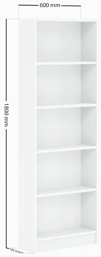 Biblioteca Smart Home, 5 rafturi, 60 x 180 x 20 cm
