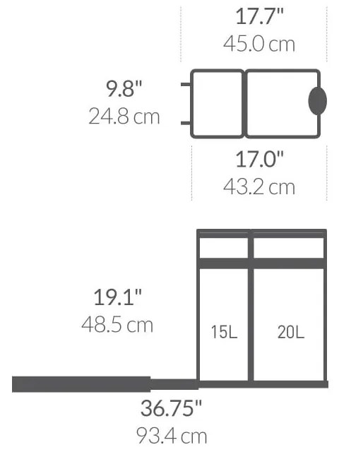 Coș de gunoi din plastic 35 l Dual - simplehuman