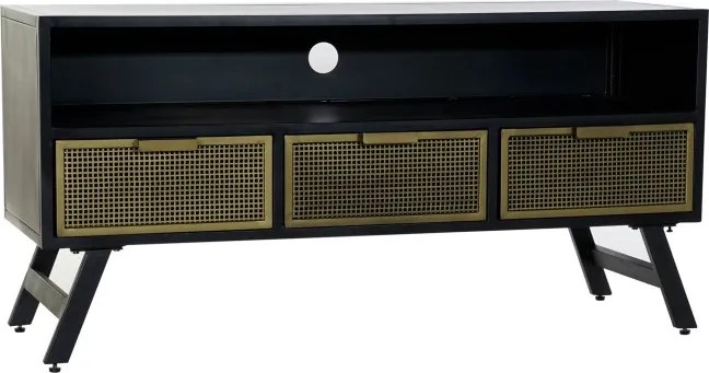 Comoda TV neagra si aurie , din metal " Blacky""