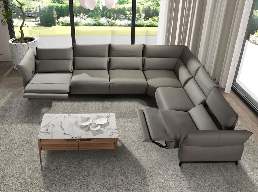 Coltar LUX design italian modular cu functia relax Cowhide gri inchis