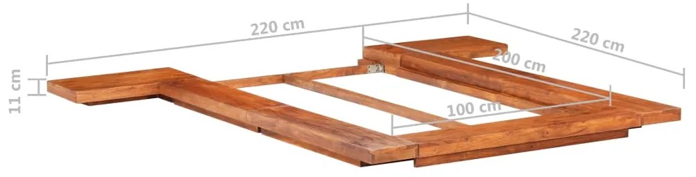 Cadru pat futon, stil japonez, 100 x 200 cm, lemn masiv acacia 100 x 200 cm