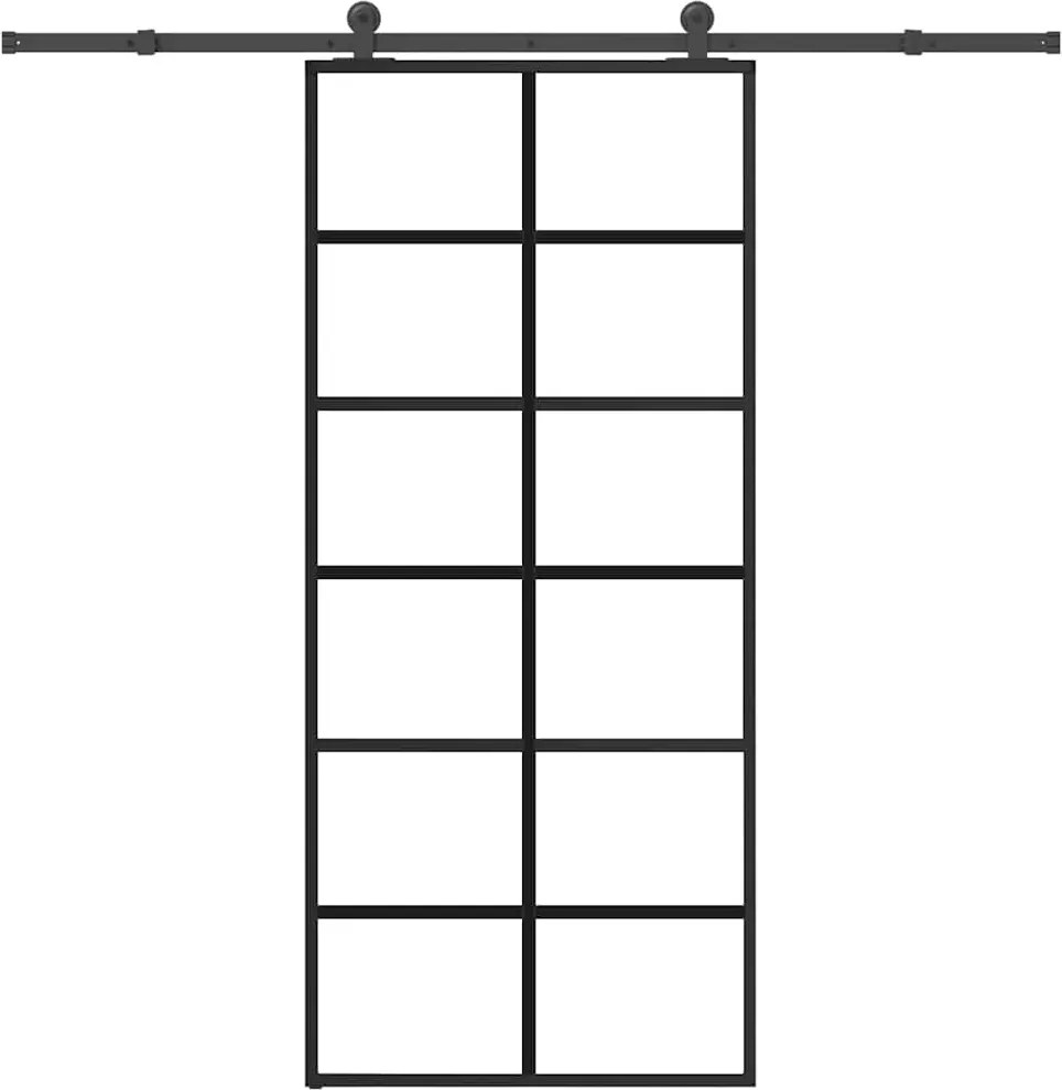 vidaXL Ușă glisantă cu set feronerie, 90x205 cm, sticlă ESG/aluminiu