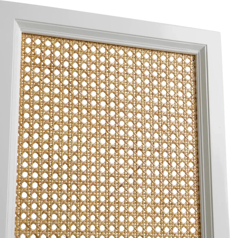 Paravan decorativ LUX, Lemn, Rattan, Bahamas alb