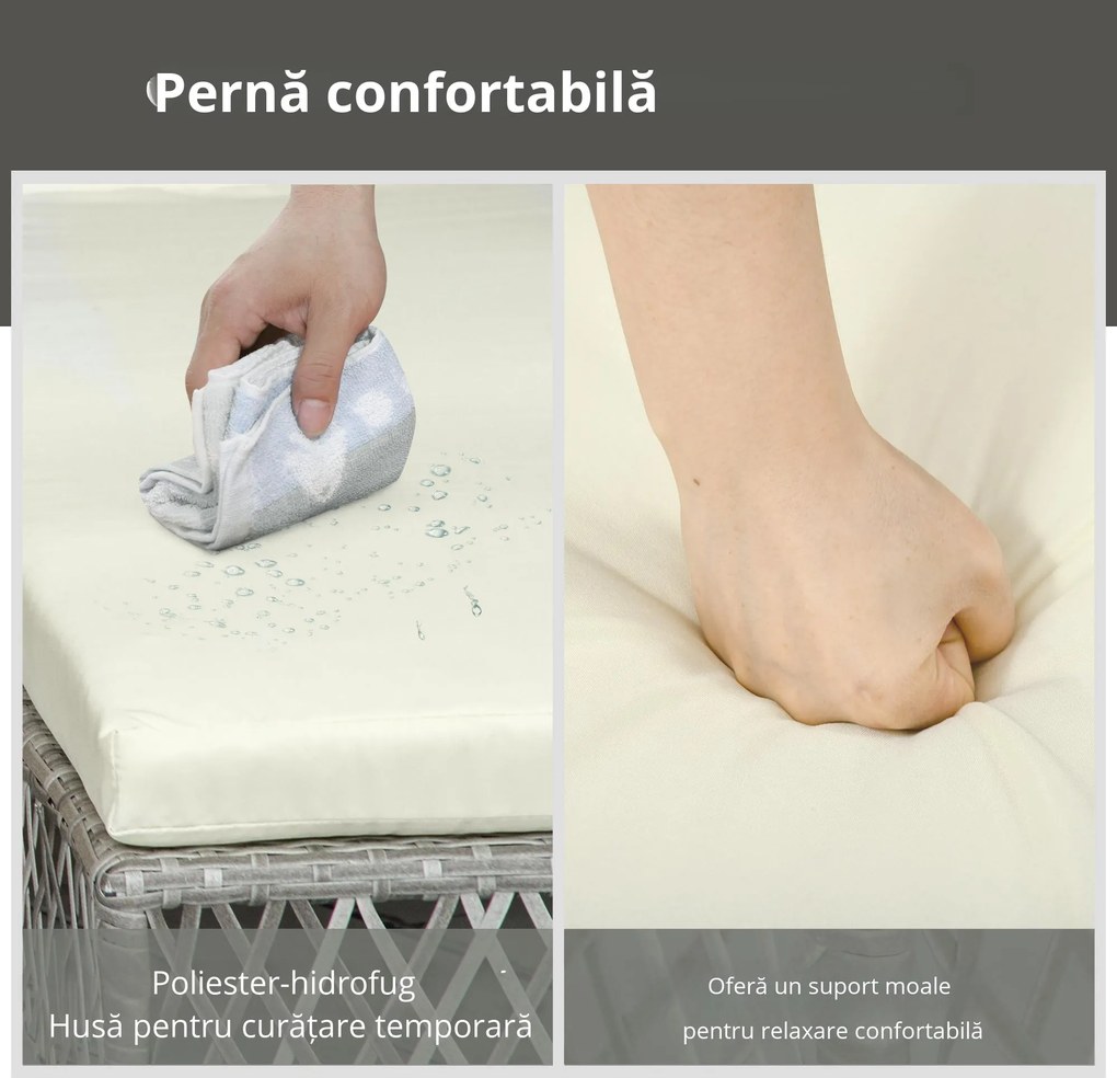 Outsunny 2 bucati sezlong din rattan din PE, mobilier pentru scaune reglabile din rachita, sezlong de gradina | Aosom Romania