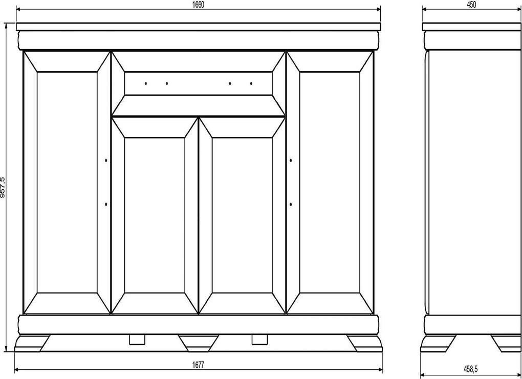 Comodă ~Dubai~ într-un stil elegant, cu aspect de lemn, culoare albă,  168 cm lățime