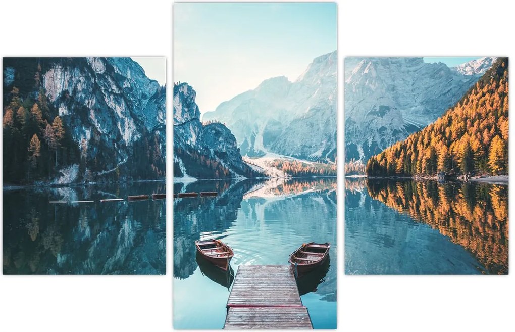 Tablou - Bărci pe Lacul Braies (90x60 cm)