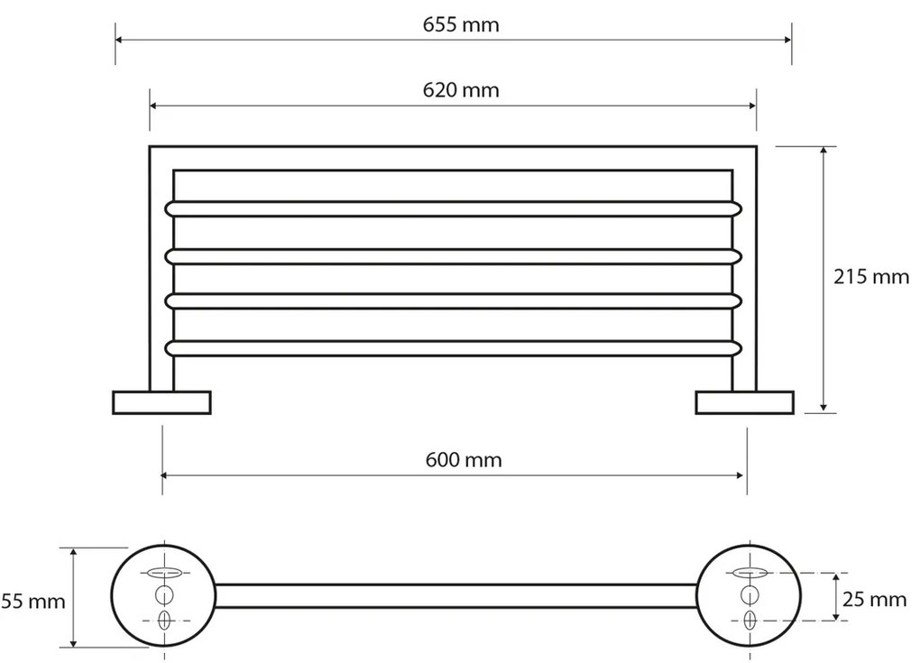 Suport toaletă SAPHO XR413 X-Round 65 cm,argintiu