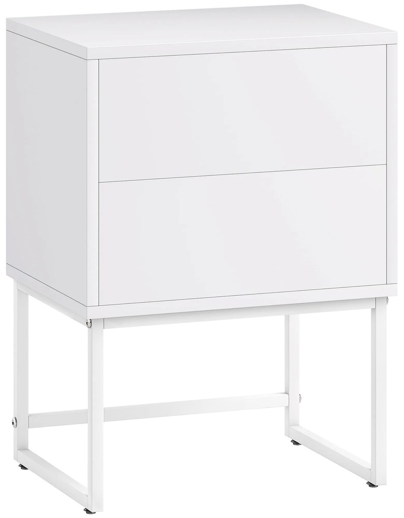 HOMCOM Noptieră Modernă cu 2 Sertare cu Deschidere prin Apăsare 40x30x50cm Alb | Aosom Romania