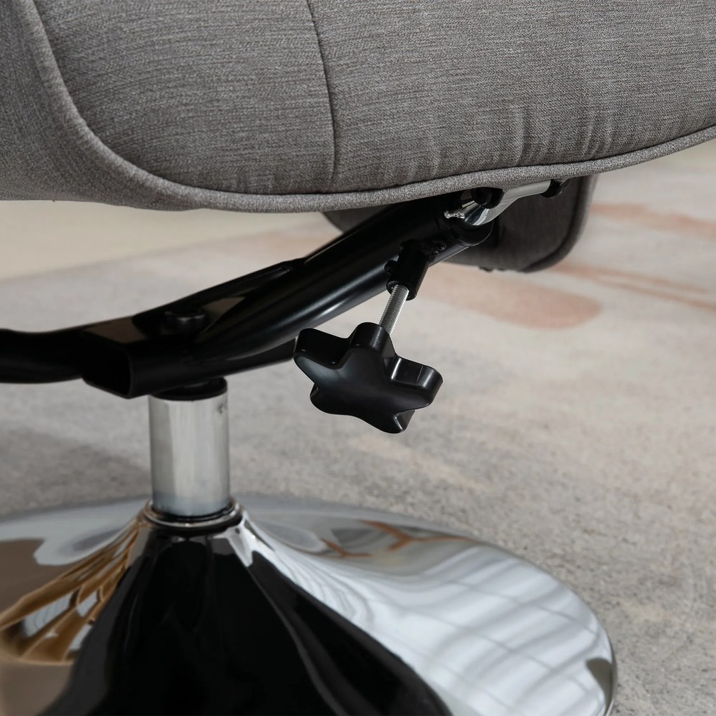 HOMCOM Fotoliu relax inclinabil 135° pivotant 360° cu rest de picior acoperire material textil gri | Aosom Romania