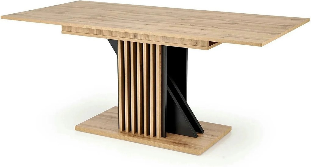 Masa living moderna FABIANO, stejar/negru, PAL laminat, 130/175x85x76