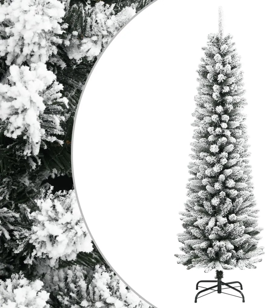 vidaXL Brad de Crăciun artificial slim cu zăpadă pufoasă 180 cm PVC&PE