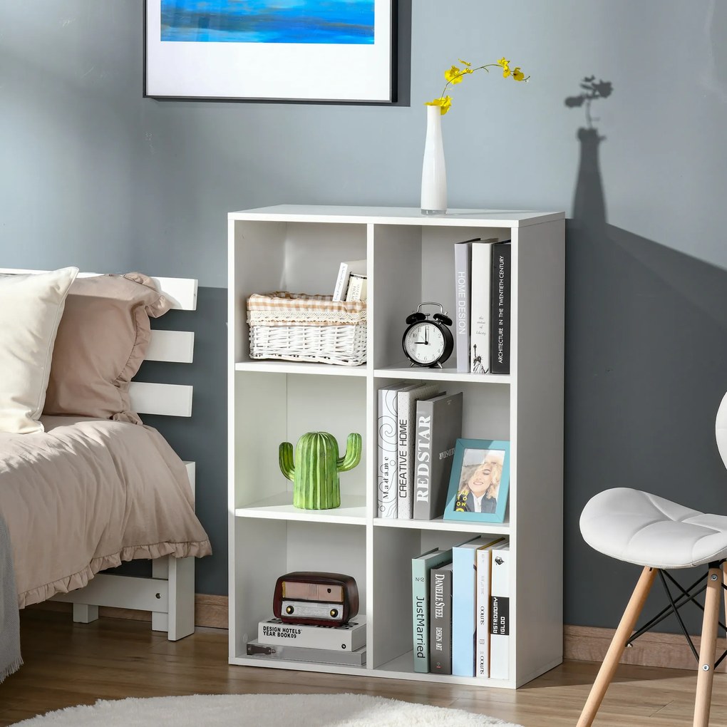 HOMCOM Mobile Libreria a 6 Cubi Moderno a Parete in Legno Bianco | Aosom Romania