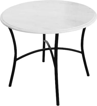 Măsuță de cafea din marmură albă antichizată cu structură din metal negru, 60 × 50 cm, „Harry"