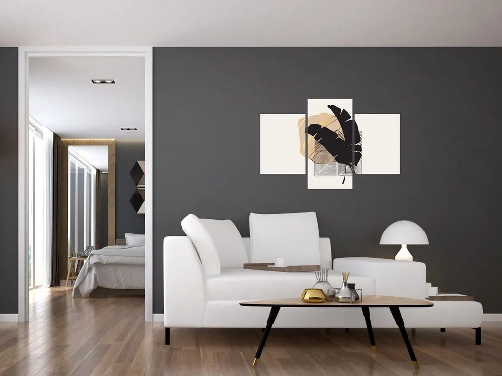 Tablou - Abstracție cu frunze tropicale N⁰4 (90x60 cm)