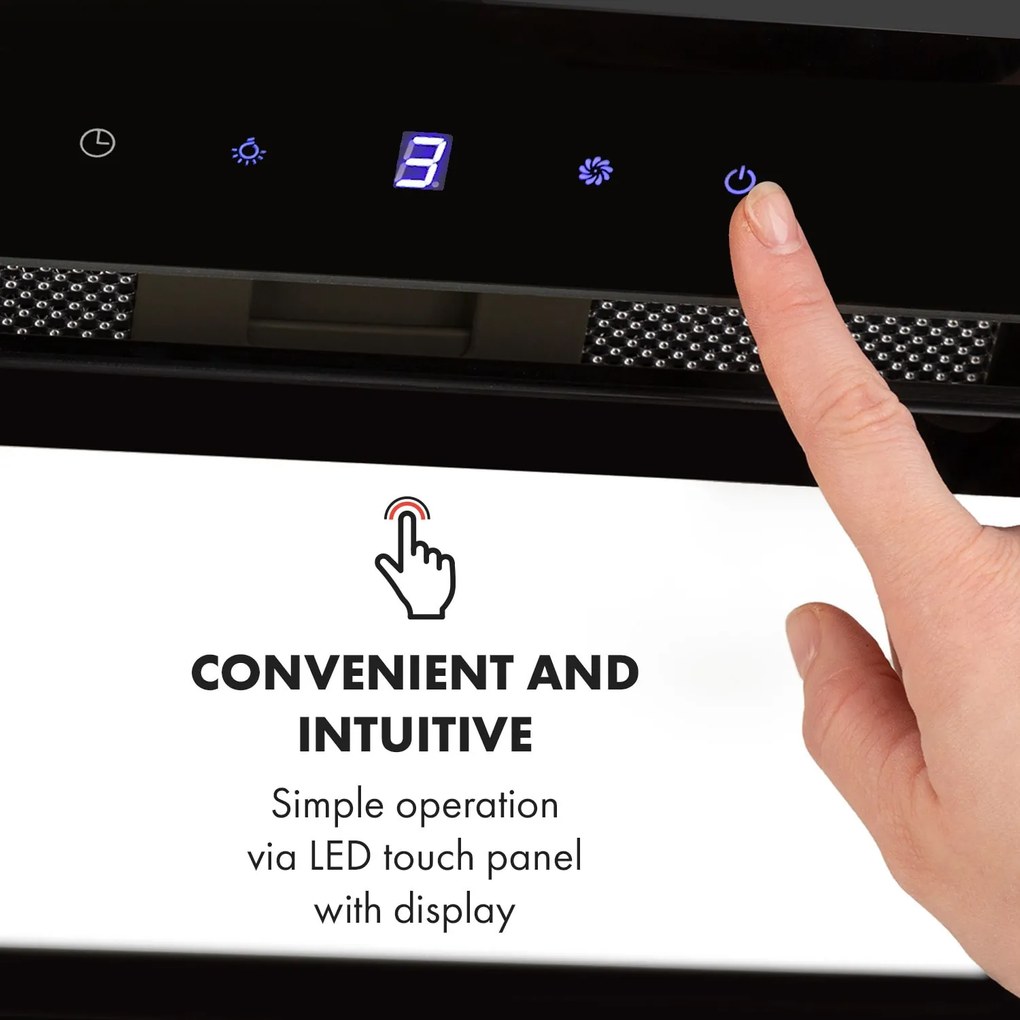 Klarstein Hektor Brilliant Edition, hotă încorporată, 52 cm, 506 m³ / h, touch, neagră