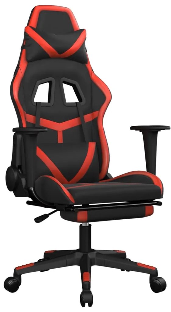 3143677 vidaXL Scaun de gaming cu suport picioare, negru/roșu, piele ecologică