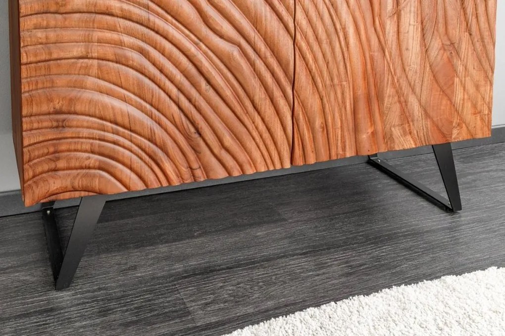 Comoda inalta cu model 3D, Lemn Salcam, Maro, FLUID 120cm