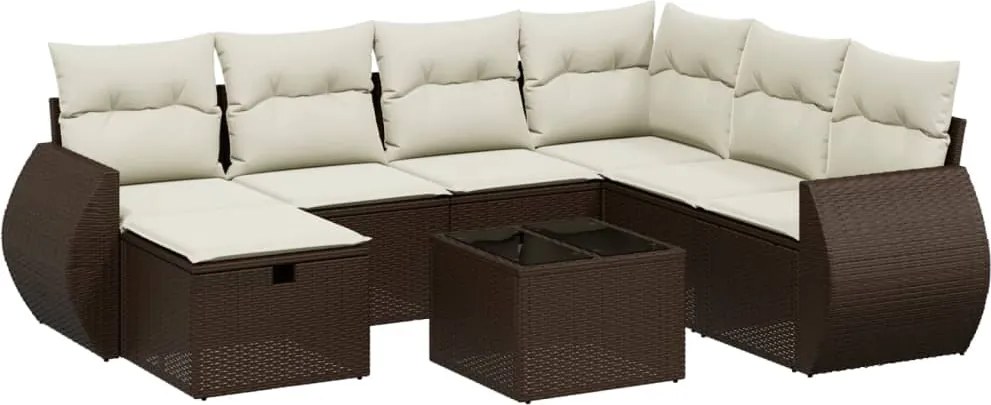 vidaXL Set canapele de grădină cu perne, 8 piese, maro, poliratan