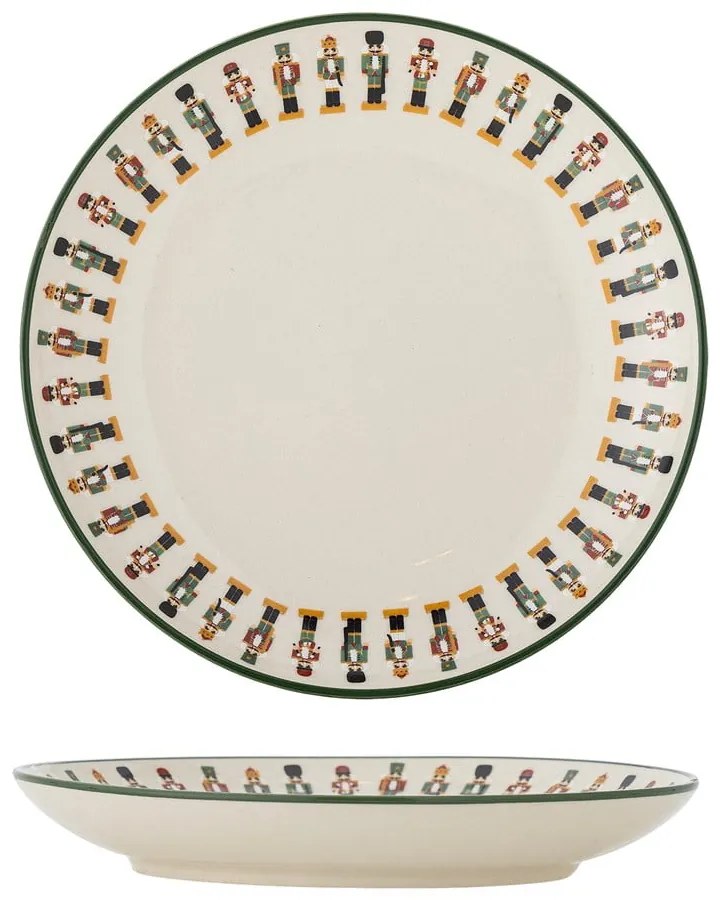 Farfurie crem pentru desert din gresie ø 16 cm cu model de Crăciun Jolly – Bloomingville