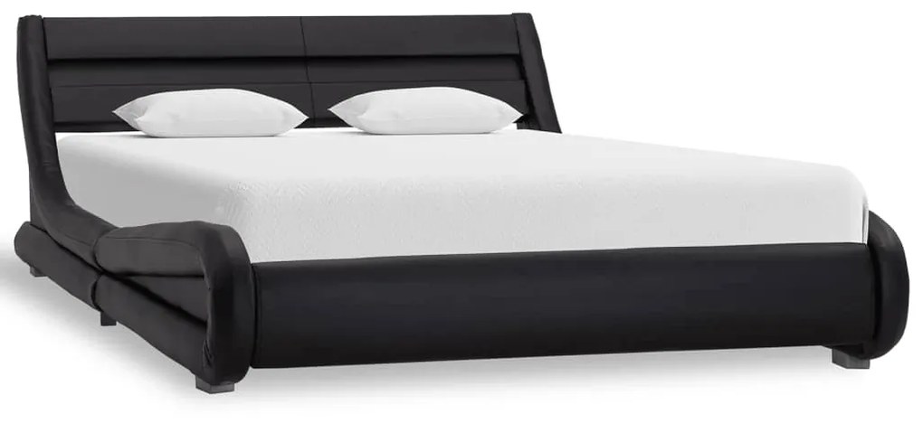 285728 vidaXL Cadru de pat cu LED, negru, 120 x 200 cm, piele ecologică