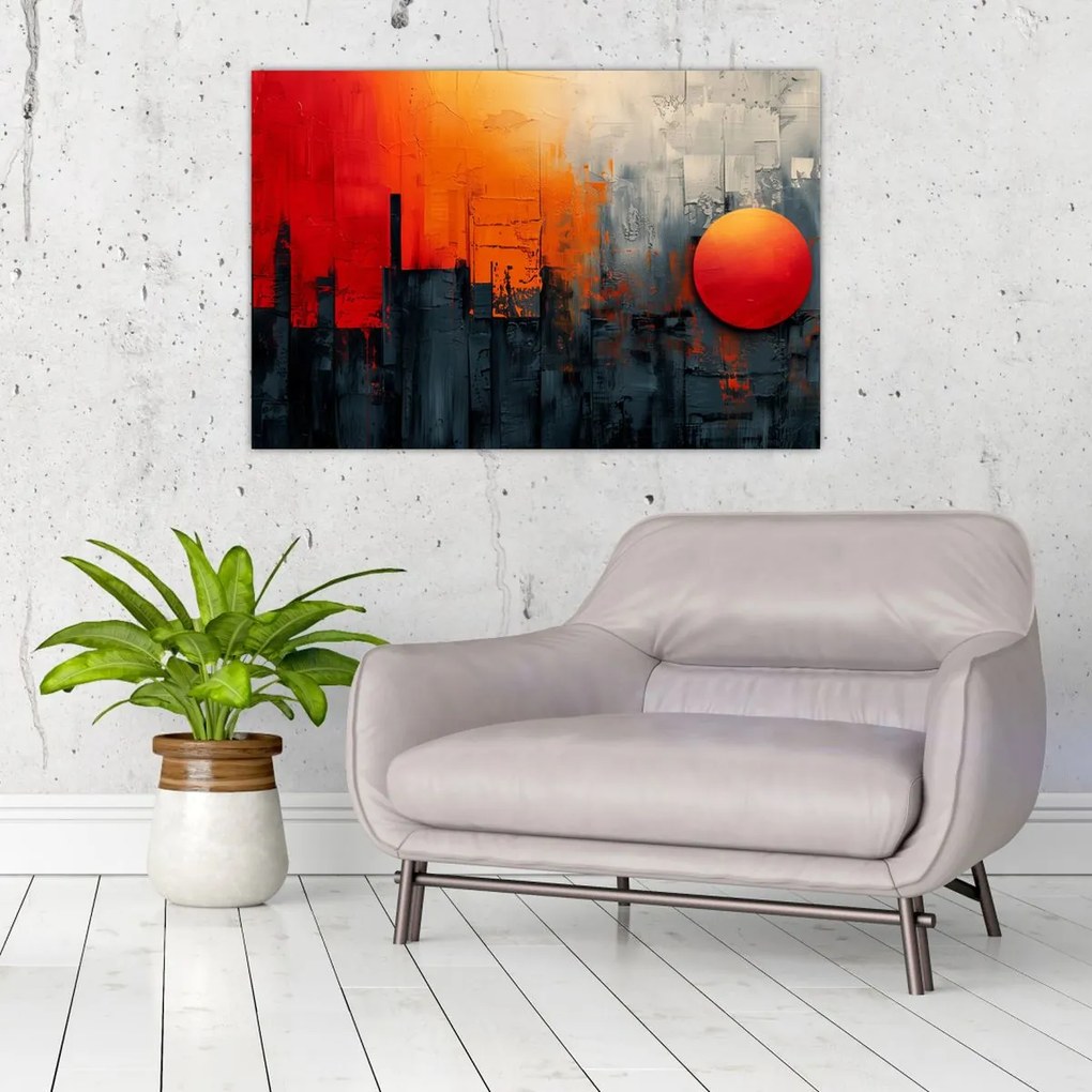 Tablou - Pictura abstractă a orașului (90x60 cm)
