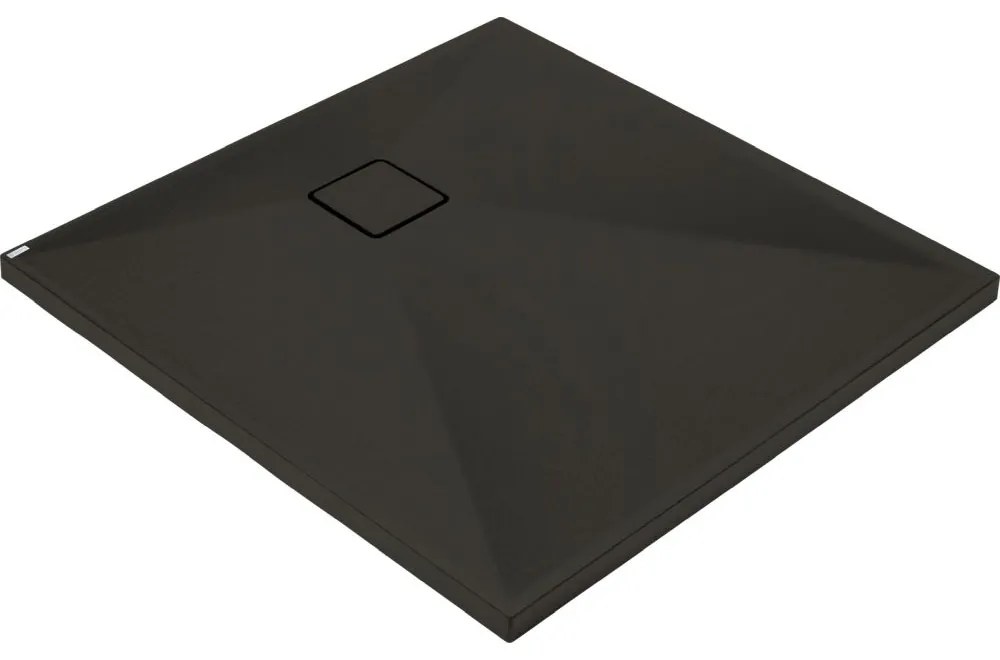 Cadita dus compozit slim patrata neagra 80x80 cm Deante Correo Square Negru, 800x800 mm