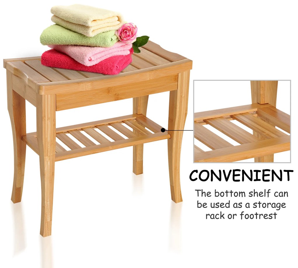 Homcom Scaunel cu Raft in Bambù Natural