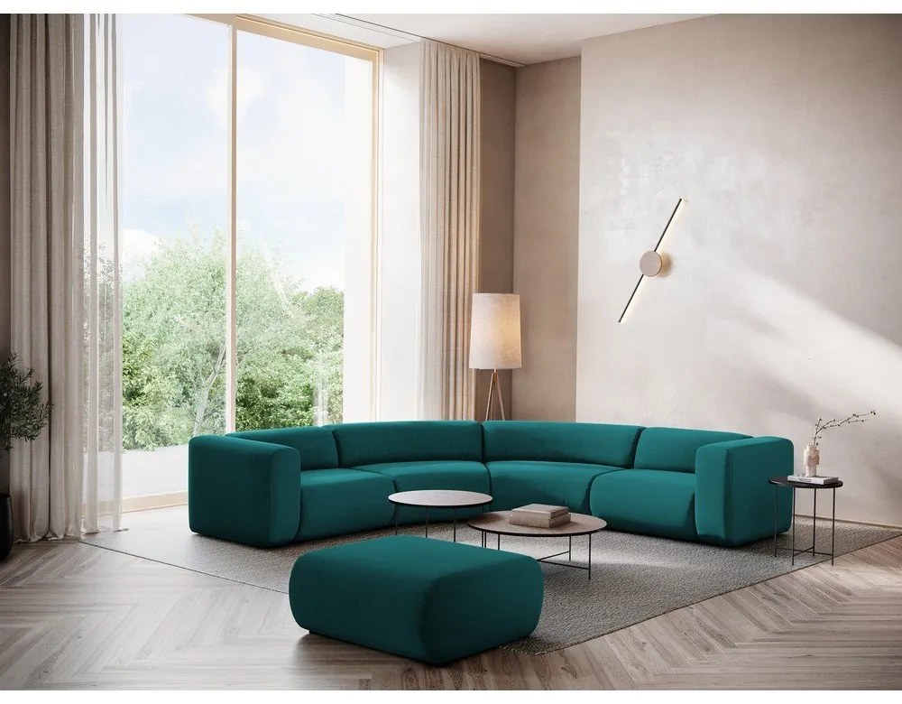 Taburet turcoaz cu tapițerie din catifea Ekahi – Makamii