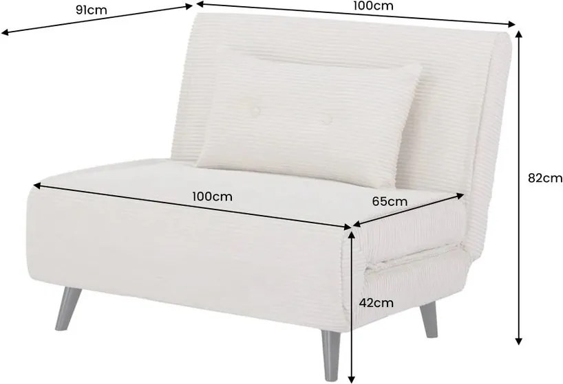 Fotoliu Pat SMART MULTIFUNCTION 100cm catifea raiata gri